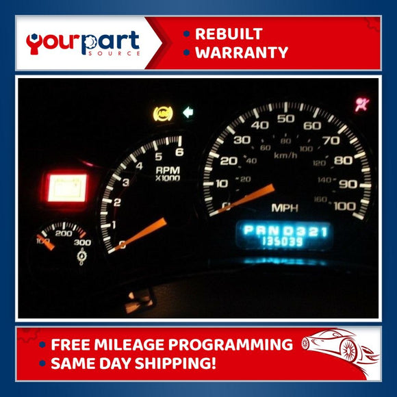 00 01 02 GMC SIERRA 3500 INSTRUMENT CLUSTER SPEEDOMETER 15059383 REBUILT IPC