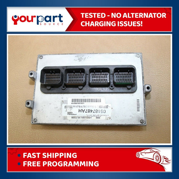 08 WRANGLER 3.8L A/T ECU ECM PCM ENGINE COMPUTER 05187487AH FREE PROGRAMMING