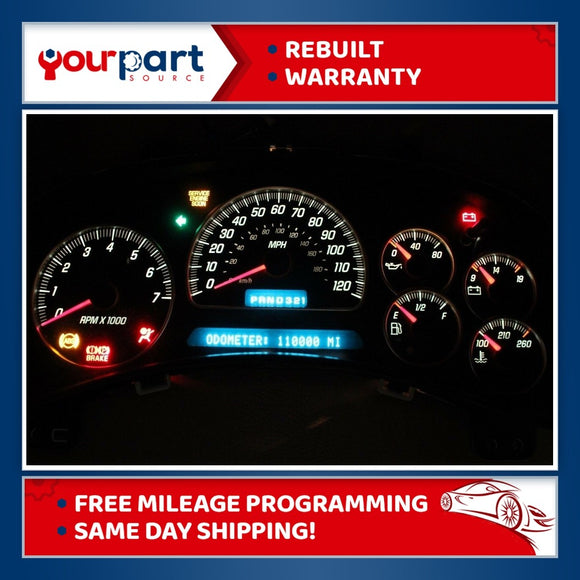 02-04 ENVOY TRAILBLAZER INSTRUMENT CLUSTER SPEEDO GAUGES 15181243 REFURBISHED