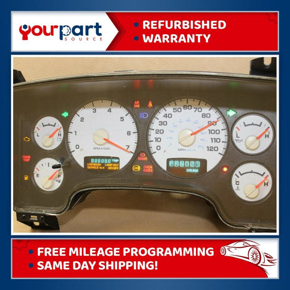 02-03 RAM 1500 2500 SPEEDOMETER GAUGES INSTRUMENT CLUSTER 56000953 W KEY LOCK