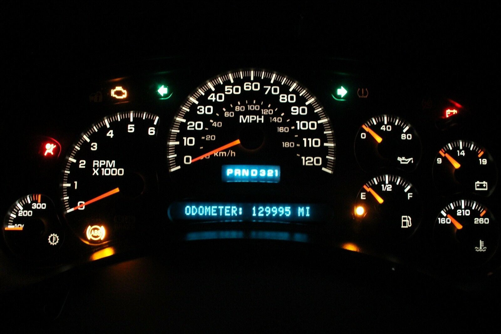 0304 2500 SILVERADO SIERRA TRANS TEMP INSTRUMENT CLUSTER SPEEDOMETER