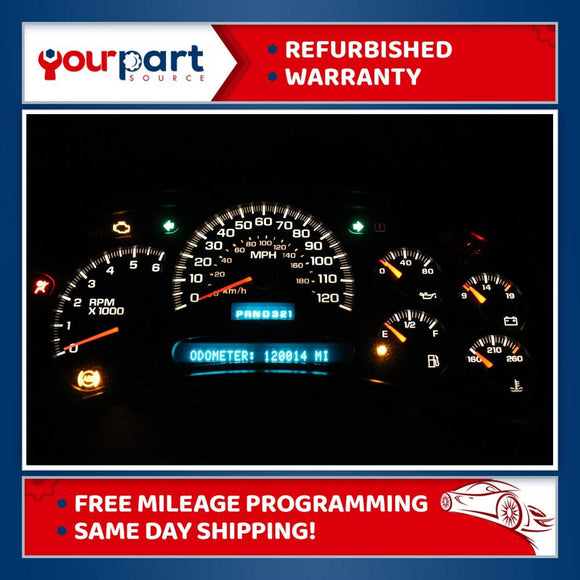 03-04 1500 2500 SIERRA TAHOE INSTRUMENT CLUSTER SPEEDOMETER 15190826 REBUILT OEM