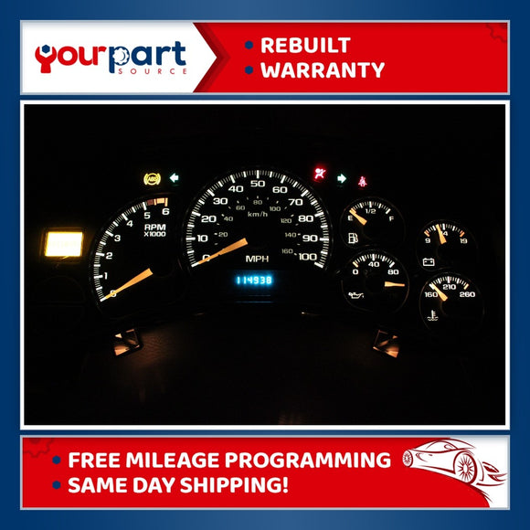 99-02 1500 SILVERADO MT MANUAL SPEEDOMETER INSTRUMENT CLUSTER 15758077 REBUILT