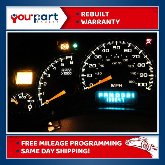 REMAN 99-02 SILVERADO 2500 3500 GAS INSTRUMENT CLUSTER SPEEDO TRANSTEMP 16264865