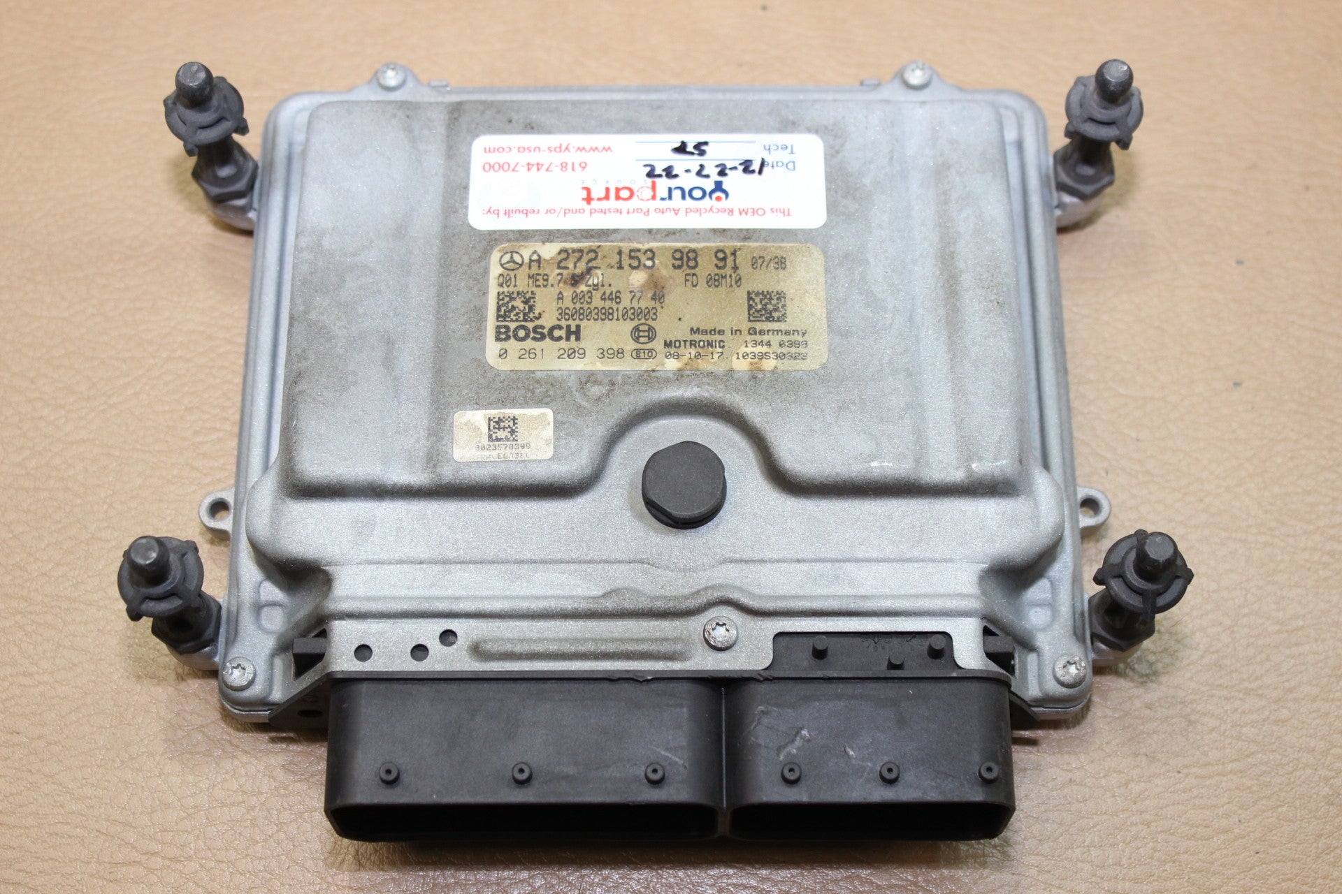 09-12 MERCEDES-BENZ C300 ECU ECM ENGINE COMPUTER A 272 153