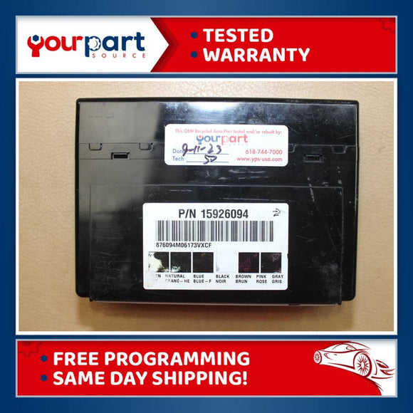 06-13 GM CHEVROLET BCM BODY CONTROL MODULE OEM 15926094 TESTED PROGRAMMED TO VIN