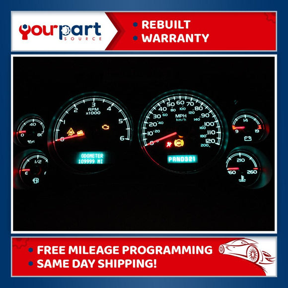 07-12 YUKON SIERRA SILVERADO INSTRUMENT CLUSTER SPEEDOMETER 28065619 15944011